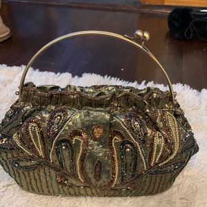 Exquisite one of a kind gold copper beaded purse new